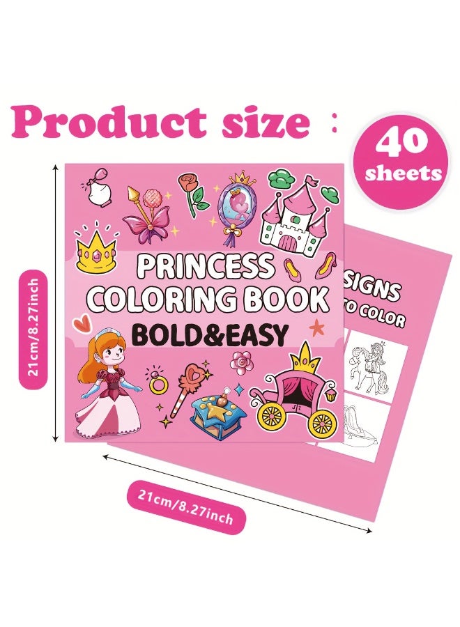 Capstro Bold & Easy Coloring Book for Kids – Cute, Simple Designs for Relaxing Creative Play | Large Illustration Art Book for Children – Princess Theme - Image 3